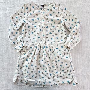 Tea Collection Girl's White Floral Corduroy Dress VGUC 7